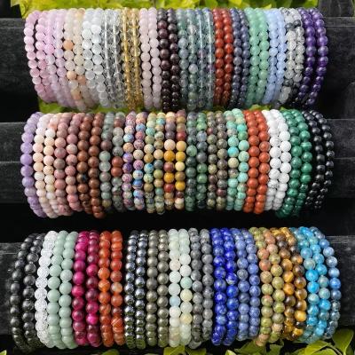 China Fashionable Wholesale Natural Series 8mm Gemstone Healing Crystal Beads Elastic Adjustable Bracelet For Women Men Yoga Bracelets for sale