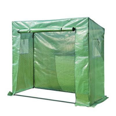 China Easily Assembled Outdoor PE Cover Grow House Tunnel Walk-in Greenhouse With Roll Up Door For Tomato Plant for sale