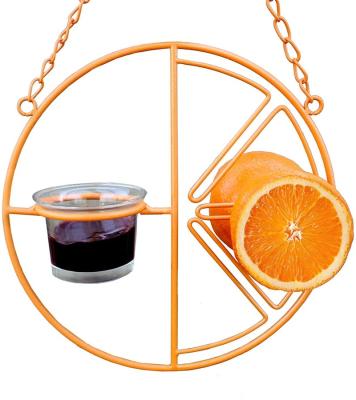 China Viable Metal Oriole Wild Bird Orange Fruit Hummingbird Hanging Feeder With Jelly Cups For Birds for sale