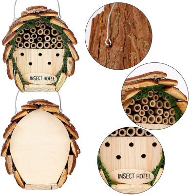 China Wooden Bee Pollinator Insect Hotel Sustainable Hanging Bamboo Insect House For Butterfly&Ladybird for sale