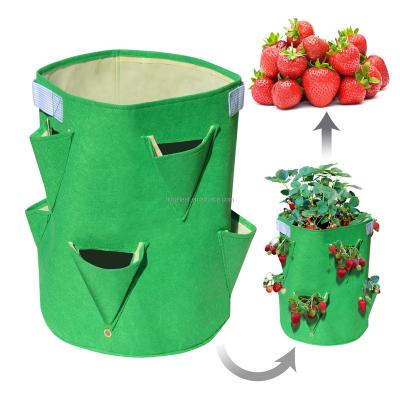 China With Pocket Colorful Garden Strawberry Grow Bag Felt Planter Bag With Pockets for sale