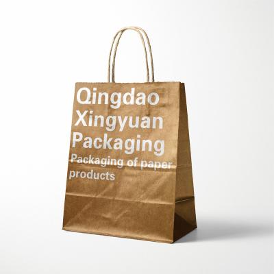 China Wholesale Recycled Materials Factory White Kraft Paper Logo Custom Tote Bags for sale