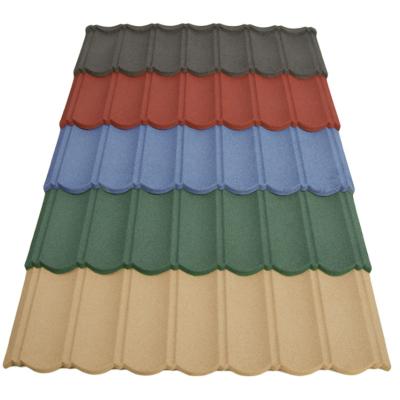 China Plain Roof Tiles Zinc Aluminum Steel Stone Chips 0.2*420*1340 Stone Coated Metal Roof Tiles for All-Weather Protection for sale