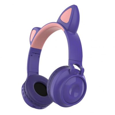 China ZW-028 Cat Ear Headband Tooth Wireless Headset Wireless Headphone Led Earphone Audifonos Orejas De Gato For Girls Blue for sale