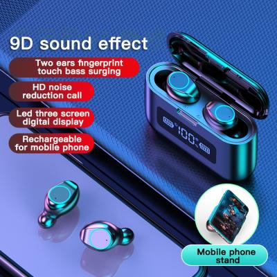 China Charging Case TWS (True Wireless Stereo) Mini Wireless Headphones 2000mAh LED Display Waterproof Earphone with Microphones TWS Radio 5.0 F9 Earbuds for sale