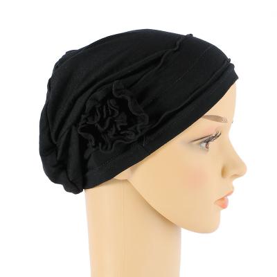 China Fashion new style European and American side turban hat multicolor flower turban hat in stock for sale