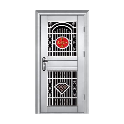 China Anti-Theft Double Tempered Or Frosted Glass With Grill Inside Stainless Steel Single Door for sale