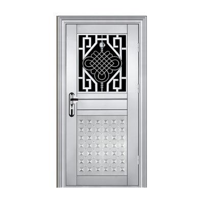 China Anti-Theft Popular Design Half Tempered Glass With Grill Stainless Steel Single Door for sale