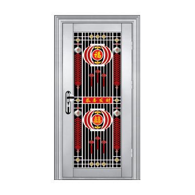 China Anti-Theft Full Tempered Or Frosted Glass With Grill Inside Stainless Steel Single Door for sale