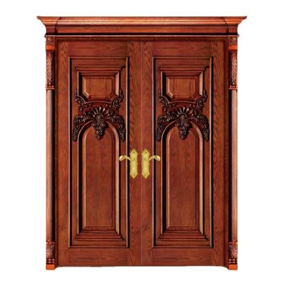 China Anti-Theft Antique Design Mahogany Wood  High Quality Main Entracne Timber Door for sale