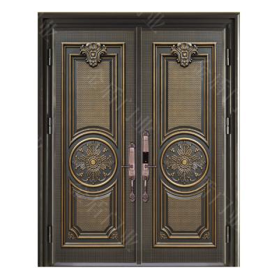 China Minimalist Main Entrance Casting Aluminum Anti-Explosion Security Double Leaf Door for sale