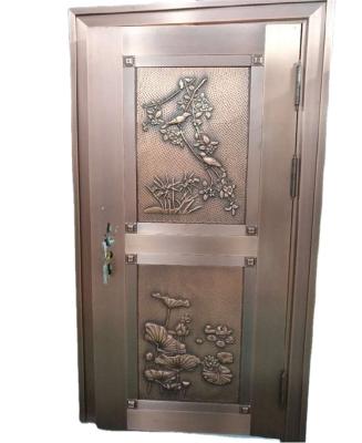 China Anti-Theft Pure Copper Pressed  Flowers Design Single Copper Door for sale