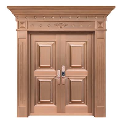 China Traditional Popular Main Entrance Copper Plated Anti-Explosion Security Double Leaf Doors for sale