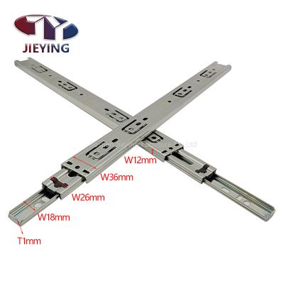 China JIEYING Contemporary High Quality Metal Ball Bearing Drawer Slides 3 Fold Telescopic Channel Slide Rails for sale