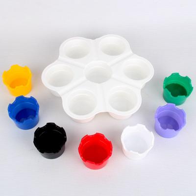 China Seven-Tone Single Color Macaroon Paint Palette Plastic Drawing Tools Color Mixing Dish for sale