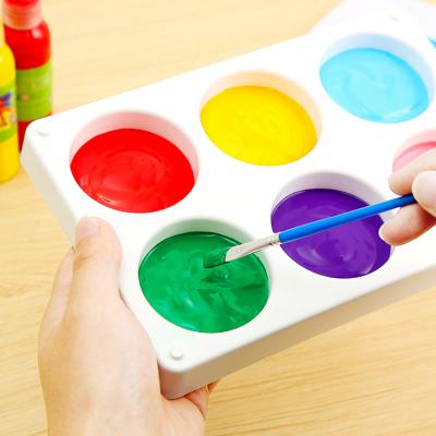 China Customized Logo 6 Wells Acrylic Paint Watercolor Tray Drawing Tools For Artist Palette for sale