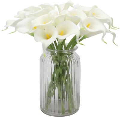 China Silk /PU Wholesales White Calla Lily Bridal Wedding Bouquet Real Touch Artificial Flower Arrangements Wedding Bouquet for sale