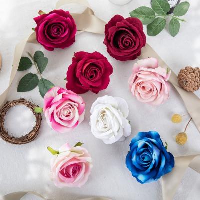 China Silk Velvet Amazon Wholesale colors Silk Velvet artificial flower heads for Home Wedding Decorative for sale