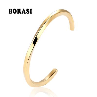 China BOBASI FASHIONABLE Simple Classic Stainless Steel Bangle Titanium Gold Color For Women Slap Bracelets Female Open Bangle Bracelets And Bangle Men for sale