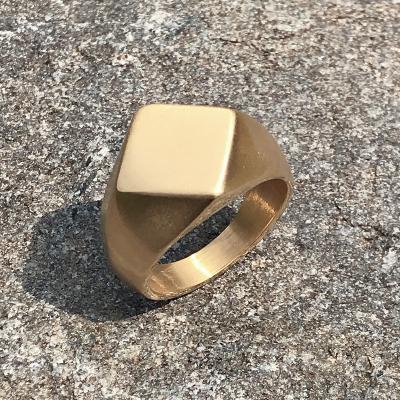 China Hiphop Good Quality Men's Quadrilateral Flat Top Ring For Men's Ring Wholesal Unique Design Mens Jewelry Stainless Steel Male Jewelry for sale