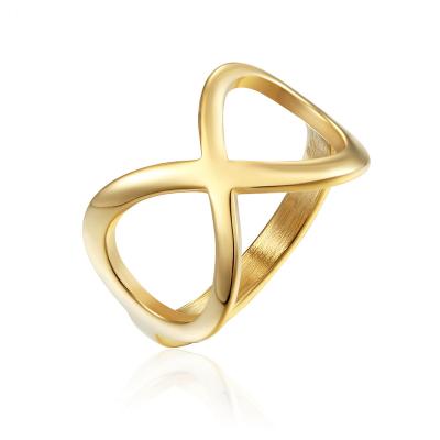 China Cute Good Quality Number 8 Women's Infinity Ring Stainless Steel Ring For Women 18K Gold Plated Jewelry Wholesale for sale