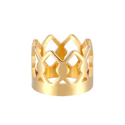 China Punk Good Quality Stainless Steel Rhombus Rings For Women 18K Gold Plated Jewelry Geometry Ring Wholesale for sale