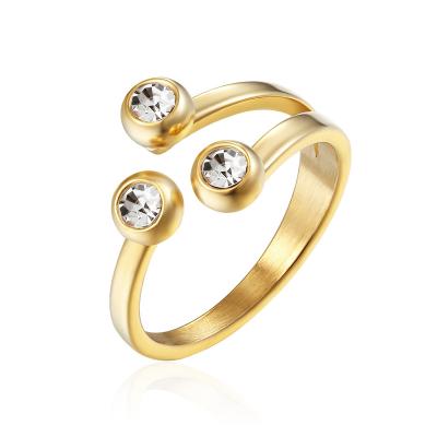 China High Quality Stainless Steel Crystal Rings For Women New Design Punk 18K Gold Plated Jewelry Ring Wholesale for sale