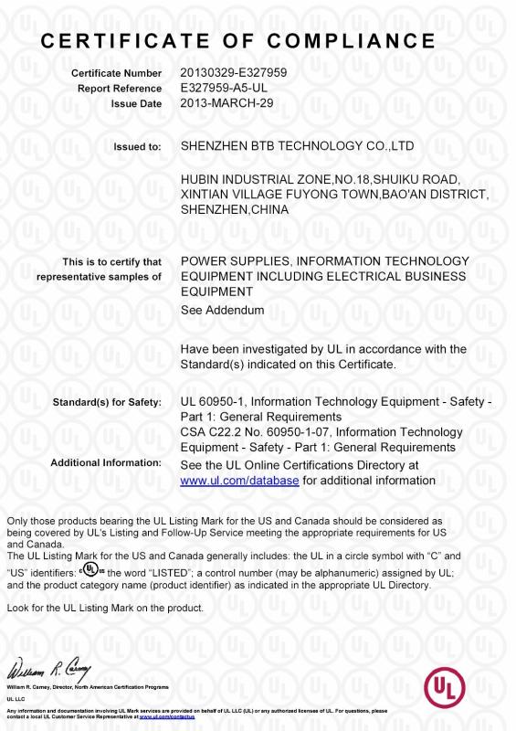 UL60650-1 - BTB TECHNOLOGY CO.LTD