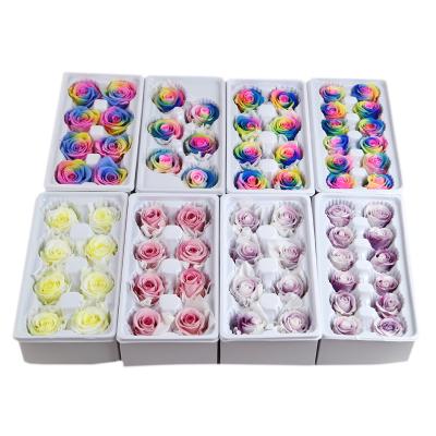 China Wholesale 4-5cn 5-6cm artifical rose flower roses preserved rainbow rose flower real for sale