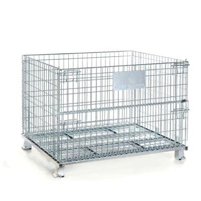 China Space Saving Electro Galvanizing Warehouse Collapsible OEM ODM Wire Mesh Container for sale