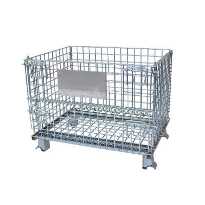 China Folding & Large Capacity Stackable Heavy Duty Stackable Hot Galvanizing Logistics Storage Metal Rack Cage for sale