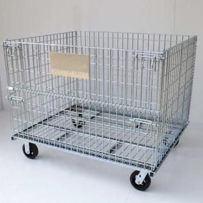 China Space Savings Warehouse Logistics Storage Rack Container Customize Powder Coating Collapsible Wire Mesh Container for sale