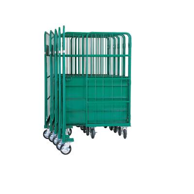 China Folding Warehouse Wire Mesh Storage Metal Cage Trolley For Supermarket for sale