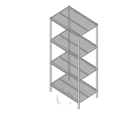 China Supermarket Supermarket Hotel Restaurant Kitchen Storage Steel Wire Shelving Shelf 4 Tiers Racks for sale