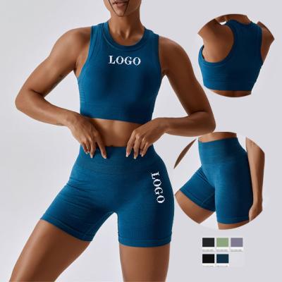 China Breathable wholesale custom fitness sportswear butt leggings women workout crack! crack! sets high waist shorts seamless yoga set for gym for sale