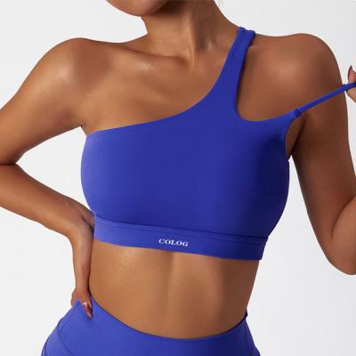 China Women's ActivewearSports Breathable Gym Clothing One Shoulder Yoga Sports Bra for sale