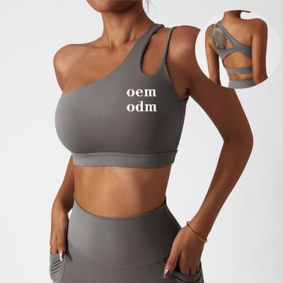 China 2023 Breathable Women's Breathable Custom Bra One Shoulder Activewear Gym Fitness Gym Sports Bra Top for sale