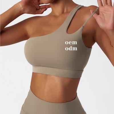 China 2023 One Shoulder Yoga Sports Bra Sports Bra Custom Made Breathable Logo With Bra for sale