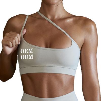 China Wholesale Oem&Odm Breathable Women One Shoulder Sports Bra Top Fitness Gym Yoga Workout Bra Top Sports Bra Top for sale