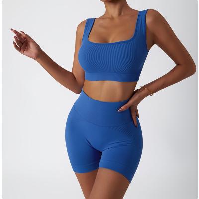 China Breathable Custom Ribbed Workout Sets For Women High Quality Two Piece Shorts Set Seamless Activewear Sets For Women for sale