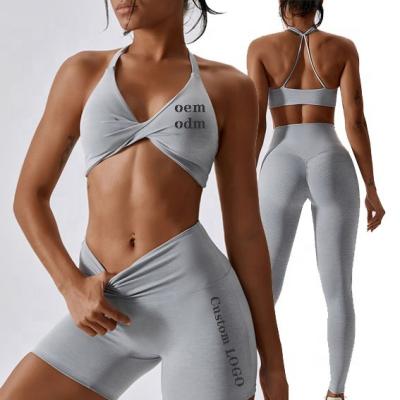 China Wholesale Custom Breathable Fitness and Yoga Wear Women Yoga Tank Tops Yoga Sets Sports Bra Set and Fitness Women Biker Shorts Sets for sale