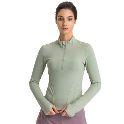 China Antibacterial Custom Casual Wear Sports Wear Yoga Tops Ladies Zipper Stand Up Workout Workout Workout Suit Women Fitness Workout Stand Collar Long Sleeve for sale