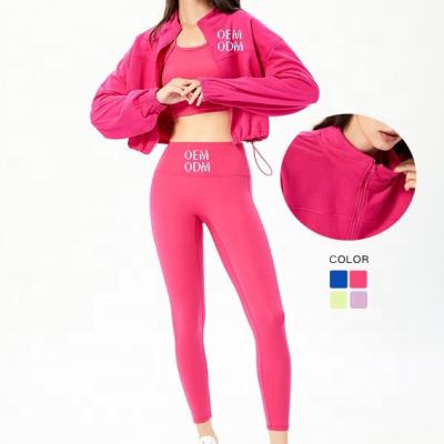 China Wholesale Breathable Sportswear Fitness Clothing Jackets And Gaiters 3 PiecesWorkout Sets For Women Sports Fitness Yoga High Quality Sets for sale