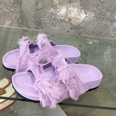 China Fashion Trend Fur Women Flat Slipper Clear Slip On Shoes For Daily Casual Summer Outdoor Shoes Lady Brand Designer Beach Slides Slippers for sale