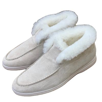 China Winter Woolen Women's Round Snow Boots Non-slip Flat Women's Platform Concise Slip On Runway Boots Warm Down Short Boots Female for sale