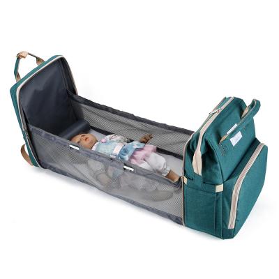 China Waterproof Baby Bag Diaper Bags Backpack Portable Multifunctional Travel Package Mummy Bag Expandable Crib Crib For Mum With USB for sale