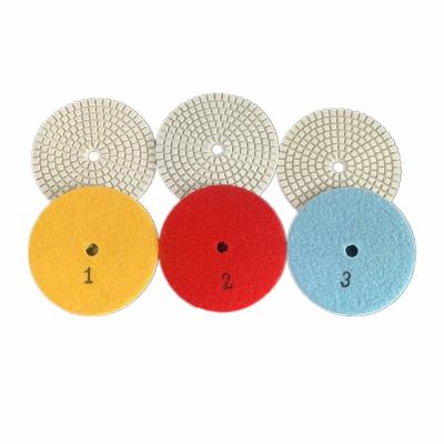 China 3 Inch Super Marble Diamond Stone Marble Wet Flexible Concrete Granite 3 Step Polishing Pads for sale