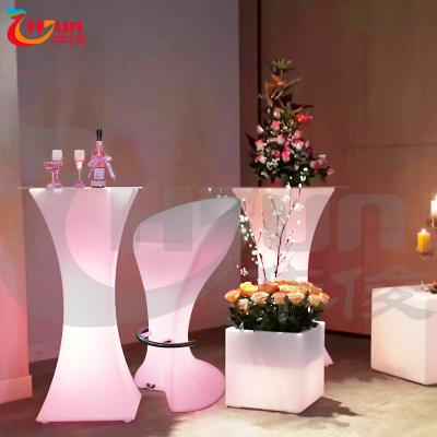 China Modern Environment Friendly Nightcule Light Up Furniture Led Bar Cocktail Table And Chairs LED Light RGB Color for sale