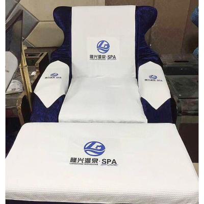 China Custom Towel Embroidered Logo SPA Set Towel Safe For Kids Logo Beauty Salon Massage Bed for sale