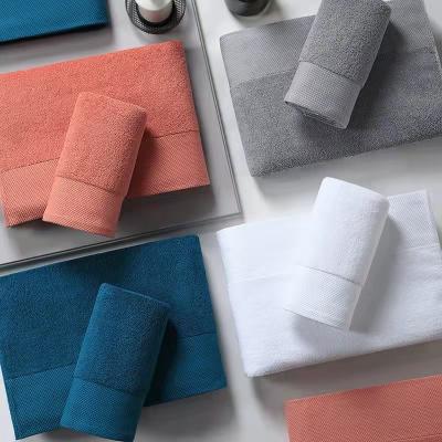 China Sustainable Wholesale Custom Logo Holiday Inn / Resort / Spa 100% Cotton Terry Colored Hand Bath / Sport Hotel Towels Set For Spa for sale